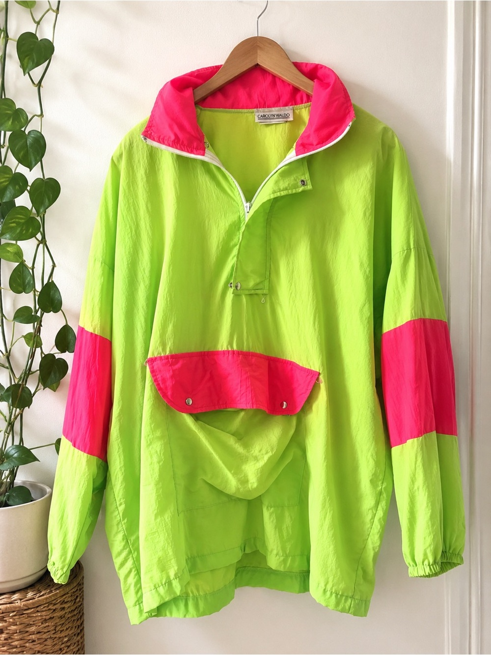 Vintage Carolyn Waldo Neon Colorblock Windbreaker Jacket